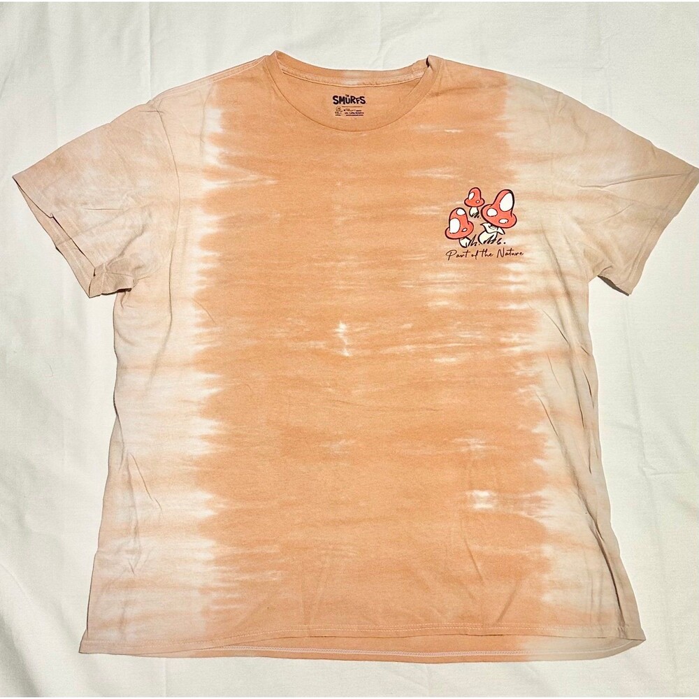 Vintage Smurf T Shirt Sz Large Pale Orange/white Tie Die - Picture 2 of 5